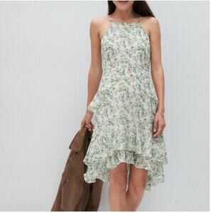 Banana Republic Womens Tiered Ruffle Dress Size 0 Floral Spring Preppy Classic
